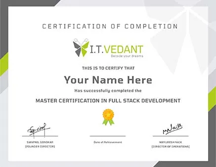 Itvedant Certificate - Masters in Full-Stack Development